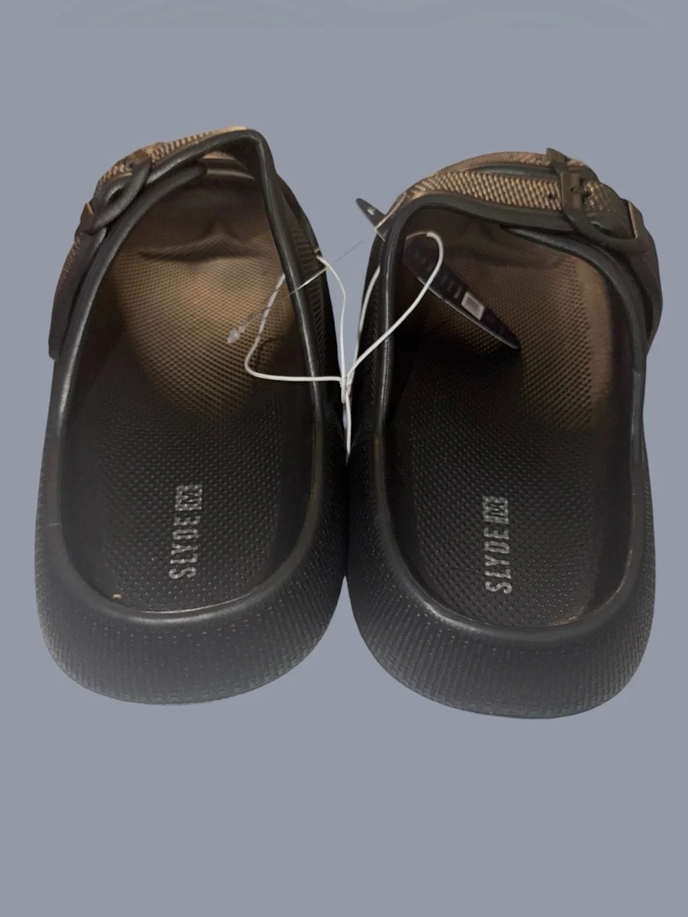 *new* Slyde Men's Black Double Buckle Slide Sandals Size M(8/9)